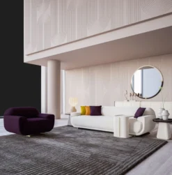 Casa Padrino Luxus Sessel Lila / Beige 105 x 105 x H. 70 cm - Wohnzimmer Sessel - Hotel Sessel - Wohnzimmer Möbel - Hotel Möbel - Luxus Möbel - Luxus Einrichtung