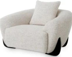 Casa Padrino Luxus Sessel mit Kissen Cremeweiß / Schwarz 126 cm