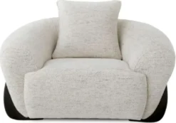 Casa Padrino Luxus Sessel mit Kissen Cremeweiß / Schwarz 126 cm