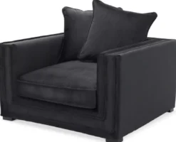 Casa Padrino Luxus Sessel mit 2 Kissen Schwarz 112 x 106 x H. 83 cm - Wohnzimmer Sessel - Hotel Sessel - Wohnzimmer Möbel - Hotel Möbel - Luxus Möbel - Wohnzimmer Einrichtung - Luxus Einrichtung