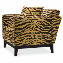 Casa Padrino Luxus Sessel mit Tiger Muster Gelb / Braun / Schwarz - Wohzimmer & Hotel Möbel