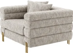 Casa Padrino Luxus Sessel mit Kissen Beige / Messingfarben 112 x 97 x H. 69 cm - Wohnzimmer Sessel - Hotel Sessel - Luxus Möbel