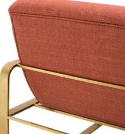 Casa Padrino Luxus Sessel Orange / Messing 68,5 x 88 x H. 77 cm - Wohnzimmer Sessel - Hotel Sessel - Wohnzimmer Möbel - Hotel Möbel - Luxus Möbel - Luxus Einrichtung