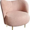 Casa Padrino Luxus Sessel Rosa / Gold 86 x 72 x H. 80 cm - Wohnzimmer Sessel mit gebogener Rückenlehne - Wohnzimmer Möbel - Luxus Möbel - Wohnzimmer Einrichtung - Luxus Einrichtung