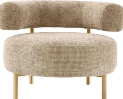 Casa Padrino Luxus Sessel Sandfarben / Messing 85 x 80 x H. 65 cm - Wohnzimmer Sessel - Hotel Sessel - Wohnzimmer Möbel - Luxus Möbel - Wohnzimmer Einrichtung - Luxus Einrichtung - Möbel Luxus