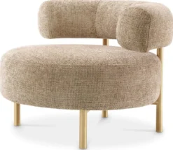 Casa Padrino Luxus Sessel Sandfarben / Messing 85 x 80 x H. 65 cm - Wohnzimmer Sessel - Hotel Sessel - Wohnzimmer Möbel - Luxus Möbel - Wohnzimmer Einrichtung - Luxus Einrichtung - Möbel Luxus