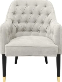 Casa Padrino Luxus Sessel Sandfarben / Schwarz / Gold 65 x 80 x H. 88 cm - Chesterfield Möbel