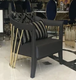 Casa Padrino Luxus Sessel Schwarz / Gold 75 x 75 x H. 81 cm - Wohnzimmer Sessel - Hotel Sessel - Wohnzimmer Möbel - Hotel Möbel - Luxus Möbel
