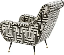 Casa Padrino Luxus Sessel Schwarz / Weiß / Messingfarben 80 x 90 x H. 88 cm - Wohnzimmer Sessel - Wohnzimmermöbel