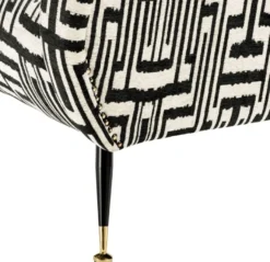 Casa Padrino Luxus Sessel Schwarz / Weiß / Messingfarben 80 x 90 x H. 88 cm - Wohnzimmer Sessel - Wohnzimmermöbel