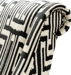 Casa Padrino Luxus Sessel Schwarz / Weiß / Messingfarben 80 x 90 x H. 88 cm - Wohnzimmer Sessel - Wohnzimmermöbel