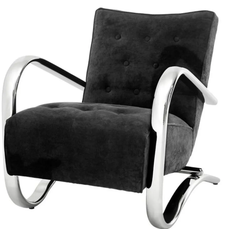 Casa Padrino Luxus Sessel Schwarz 64 x 82 x H. 75 cm - Designer Möbel