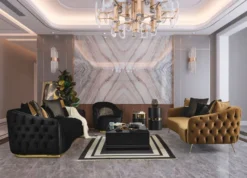 Casa Padrino Luxus Sessel Schwarz / Gold 85 x 80 x H. 85 cm - Wohnzimmer Sessel - Hotel Sessel - Wohnzimmer Möbel - Luxus Möbel - Wohnzimmer Einrichtung - Luxus Einrichtung - Möbel Luxus