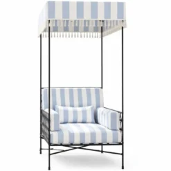 Casa Padrino Luxus Sessel Schwarz / Hellblau / Weiß H. 200 cm - Hotel & Garten Sessel