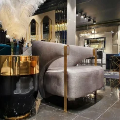 Casa Padrino Luxus Sessel Silber / Gold 82 x 78 x H. 86 cm - Wohnzimmer Sessel - Hotel Sessel - Luxus Möbel