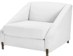 Casa Padrino Luxus Sessel Weiß / Messingfarben 88 x 94 x H. 73 cm - Wohnzimmer Sessel mit 2 Kissen - Luxus Möbel