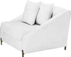 Casa Padrino Luxus Sessel Weiß / Messingfarben 88 x 94 x H. 73 cm - Wohnzimmer Sessel mit 2 Kissen - Luxus Möbel