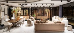 Casa Padrino Luxus Sessel Weiß / Grau / Braun - Wohnzimmer Sessel - Hotel Sessel - Wohnzimmer Möbel - Hotel Möbel - Luxus Möbel