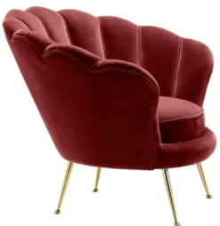 Casa Padrino Luxus Sessel Weinrot / Messing 96,5 x 79 x H. 78 cm - Designer Hotel Möbel