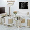Casa Padrino Luxus Sessel Weiß / Gold 80 x 87 x H. 77 cm - Wohnzimmer Sessel - Hotel Sessel - Wohnzimmer Möbel - Hotel Möbel - Luxus Möbel - Luxus Einrichtung