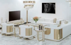 Casa Padrino Luxus Sessel Weiß / Gold 80 x 87 x H. 77 cm - Wohnzimmer Sessel - Hotel Sessel - Wohnzimmer Möbel - Hotel Möbel - Luxus Möbel - Luxus Einrichtung