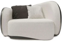 Casa Padrino Luxus Sessel Weiß / Schwarz / Silber 140 x 105 x H. 78 cm - Wohnzimmer Sessel - Hotel Sessel - Wohnzimmer Möbel - Hotel Möbel - Luxus Möbel