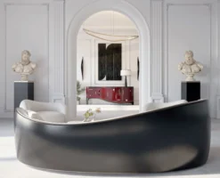 Casa Padrino Luxus Sessel Weiß / Schwarz / Silber 140 x 105 x H. 78 cm - Wohnzimmer Sessel - Hotel Sessel - Wohnzimmer Möbel - Hotel Möbel - Luxus Möbel
