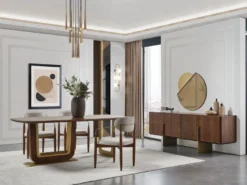 Casa Padrino Luxus Sideboard Braun / Messing 220 x 50 x H. 78 cm - Massivholz Schrank mit 4 Türen - Massivholz Möbel - Luxus Möbel - Luxus Einrichtung