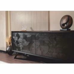 Casa Padrino Luxus Sideboard mit 4 Türen Schwarz 205 cm - Luxus Möbel