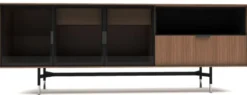 Casa Padrino Luxus Sideboard Braun / Schwarz / Silber 224 x 50 x H. 80 cm - Moderner Massivholz Wohnzimmer Schrank - Luxus Wohnzimmer Möbel