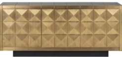 Casa Padrino Luxus Sideboard Gold / Schwarz 180 x 45 x H. 77 cm - Massivholz Schrank mit 3 Türen - Wohnzimmer Möbel - Esszimmer Möbel - Luxus Möbel - Luxus Einrichtung