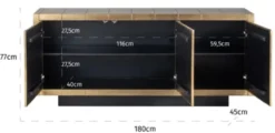 Casa Padrino Luxus Sideboard Gold / Schwarz 180 x 45 x H. 77 cm - Massivholz Schrank mit 3 Türen - Wohnzimmer Möbel - Esszimmer Möbel - Luxus Möbel - Luxus Einrichtung
