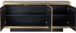 Casa Padrino Luxus Sideboard Gold / Schwarz 180 x 45 x H. 77 cm - Massivholz Schrank mit 3 Türen - Wohnzimmer Möbel - Esszimmer Möbel - Luxus Möbel - Luxus Einrichtung