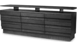 Casa Padrino Luxus Sideboard mit 9 Schubladen Mahagoniholz mit Eichenfurnier Anthrazit - Luxus Möbel