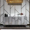 Casa Padrino Luxus Sideboard Grau / Gold 220 x 51 x H. 86 cm - Massivholz Schrank mit 4 Türen - Esszimmer Möbel - Wohnzimmer Möbel - Hotel Möbel - Luxus Möbel