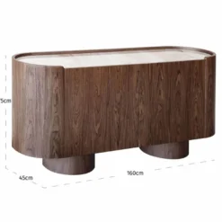 Casa Padrino Luxus Sideboard mit 2 Türen und Keramikplatte Braun / Creme 160 cm
