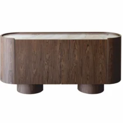 Casa Padrino Luxus Sideboard mit 2 Türen und Keramikplatte Braun / Creme 160 cm