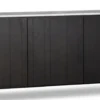 Casa Padrino Luxus Sideboard mit 3 Türen und Marmorplatte Schwarz / Grau 179 x 40 x H. 80 cm - Wohnzimmerschrank - Luxus Qualität