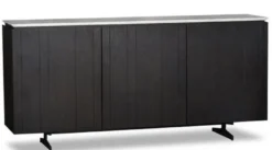 Casa Padrino Luxus Sideboard mit 3 Türen und Marmorplatte Schwarz / Grau 179 x 40 x H. 80 cm - Wohnzimmerschrank - Luxus Qualität