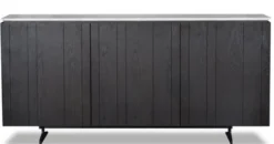 Casa Padrino Luxus Sideboard mit 3 Türen und Marmorplatte Schwarz / Grau 179 x 40 x H. 80 cm - Wohnzimmerschrank - Luxus Qualität