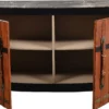 Casa Padrino Luxus Sideboard Braun / Schwarz / Grau / Messing 184 x 48 x H. 87 cm - Gebogener Massivholz Schrank mit 2 Türen und Marmorplatte - Wohnzimmer Möbel - Luxus Möbel