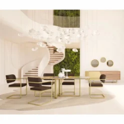 Casa Padrino Luxus Sideboard mit 4 Türen Gelb / Braun / Messing 235 cm - Hotel Möbel