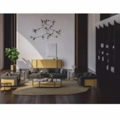 Casa Padrino Luxus Sideboard mit 4 Türen Naturfarben / Schwarz / Messing 267 cm - Hotel Möbel