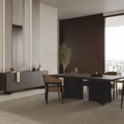 Casa Padrino Luxus Sideboard Grau / Schwarz / Messing 220 cm - Hotel & Esszimmer Möbel