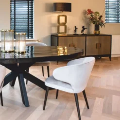 Casa Padrino Luxus Sideboard Schwarz / Grau / Messing 193 cm - Luxus Möbel