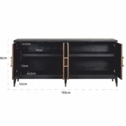 Casa Padrino Luxus Sideboard Schwarz / Grau / Messing 193 cm - Luxus Möbel