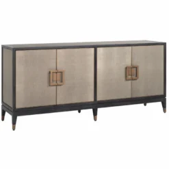 Casa Padrino Luxus Sideboard Schwarz / Grau / Messing 193 cm - Luxus Möbel