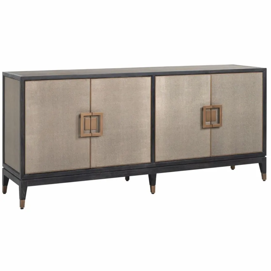 Casa Padrino Luxus Sideboard Schwarz / Grau / Messing 193 cm - Luxus Möbel