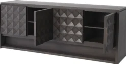 Casa Padrino Luxus Sideboard Mokkafarben / Bronze 219 x 56 x H. 83 cm - Massivholz Schrank mit 4 Türen und 3D Effekt in den Fronten - Luxus Möbel