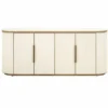 Casa Padrino Luxus Sideboard mit 4 Türen und Keramikplatte Weiß / Messing 192 cm
